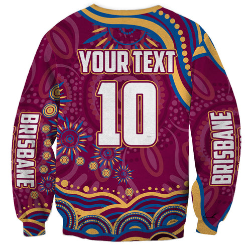 Personalized Brisbane Lions AFL Mascot Sweatshirt Aboriginal Dot Art - Dreamtime Football Mascot