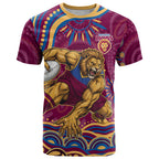 Personalized Brisbane Lions AFL Mascot T Shirt Aboriginal Dot Art - Dreamtime Football Mascot