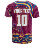 Personalized Brisbane Lions AFL Mascot T Shirt Aboriginal Dot Art - Dreamtime Football Mascot