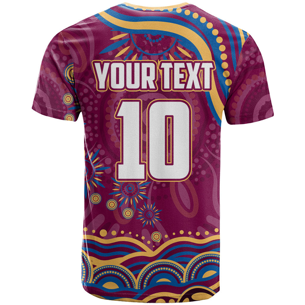 Personalized Brisbane Lions AFL Mascot T Shirt Aboriginal Dot Art - Dreamtime Football Mascot