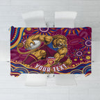 Personalized Brisbane Lions AFL Mascot Tablecloth Aboriginal Dot Art - Dreamtime Football Mascot