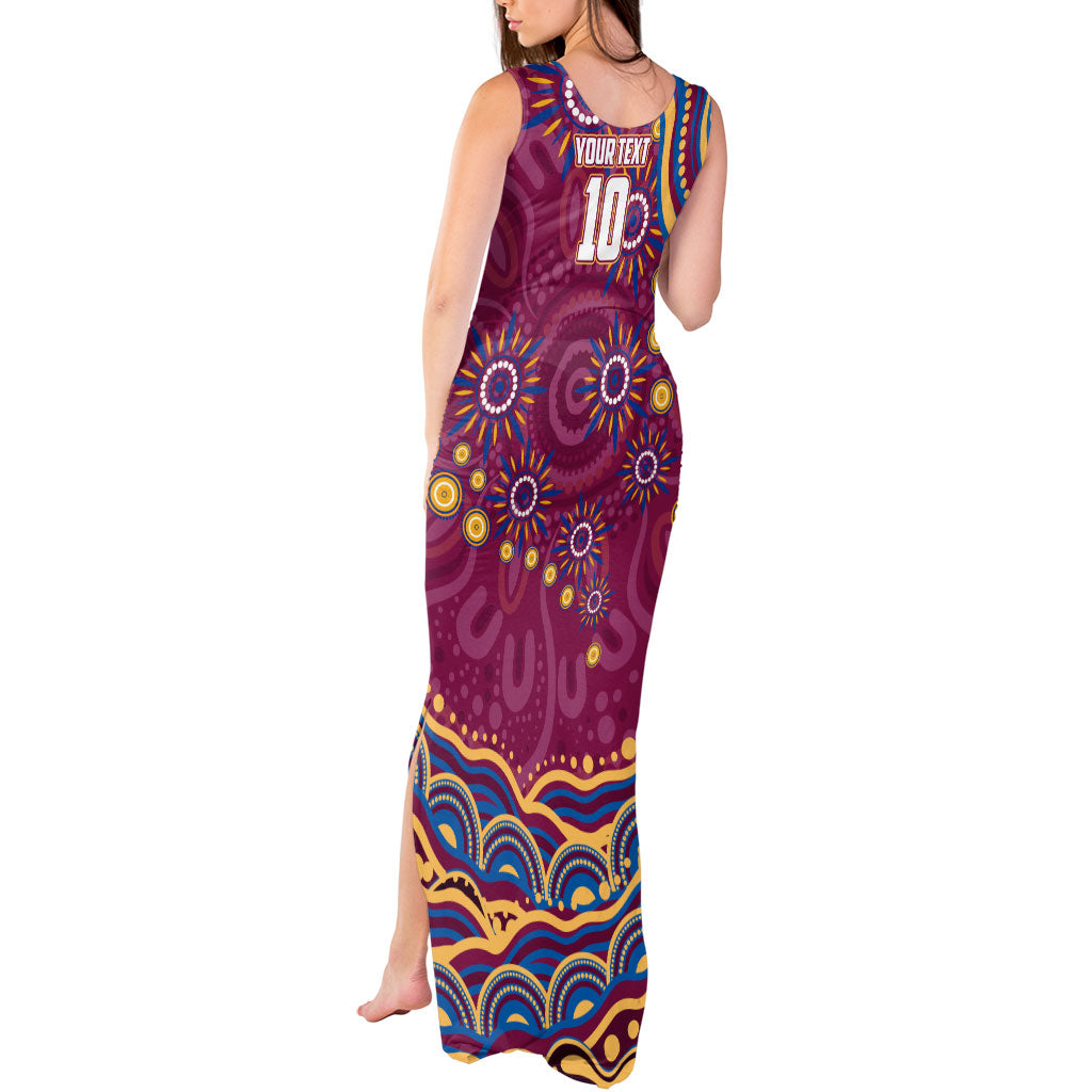 Personalized Brisbane Lions AFL Mascot Tank Maxi Dress Aboriginal Dot Art - Dreamtime Football Mascot
