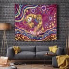 Personalized Brisbane Lions AFL Mascot Tapestry Aboriginal Dot Art - Dreamtime Football Mascot
