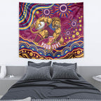 Personalized Brisbane Lions AFL Mascot Tapestry Aboriginal Dot Art - Dreamtime Football Mascot