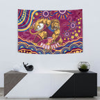 Personalized Brisbane Lions AFL Mascot Tapestry Aboriginal Dot Art - Dreamtime Football Mascot