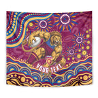 Personalized Brisbane Lions AFL Mascot Tapestry Aboriginal Dot Art - Dreamtime Football Mascot