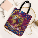 Personalized Brisbane Lions AFL Mascot Tote Bag Aboriginal Dot Art - Dreamtime Football Mascot