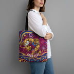 Personalized Brisbane Lions AFL Mascot Tote Bag Aboriginal Dot Art - Dreamtime Football Mascot
