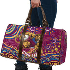 Personalized Brisbane Lions AFL Mascot Travel Bag Aboriginal Dot Art - Dreamtime Football Mascot
