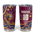 Personalized Brisbane Lions AFL Mascot Tumbler Cup Aboriginal Dot Art - Dreamtime Football Mascot