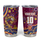 Personalized Brisbane Lions AFL Mascot Tumbler Cup Aboriginal Dot Art - Dreamtime Football Mascot