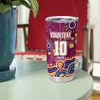 Personalized Brisbane Lions AFL Mascot Tumbler Cup Aboriginal Dot Art - Dreamtime Football Mascot