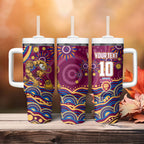 Personalized Brisbane Lions AFL Mascot Tumbler With Handle Aboriginal Dot Art - Dreamtime Football Mascot