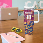 Personalized Brisbane Lions AFL Mascot Tumbler With Handle Aboriginal Dot Art - Dreamtime Football Mascot