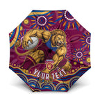 Personalized Brisbane Lions AFL Mascot Umbrella Aboriginal Dot Art - Dreamtime Football Mascot
