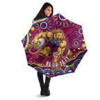 Personalized Brisbane Lions AFL Mascot Umbrella Aboriginal Dot Art - Dreamtime Football Mascot