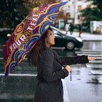 Personalized Brisbane Lions AFL Mascot Umbrella Aboriginal Dot Art - Dreamtime Football Mascot