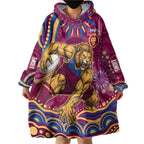 Personalized Brisbane Lions AFL Mascot Wearable Blanket Hoodie Aboriginal Dot Art - Dreamtime Football Mascot