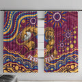 Personalized Brisbane Lions AFL Mascot Window Curtain Aboriginal Dot Art - Dreamtime Football Mascot