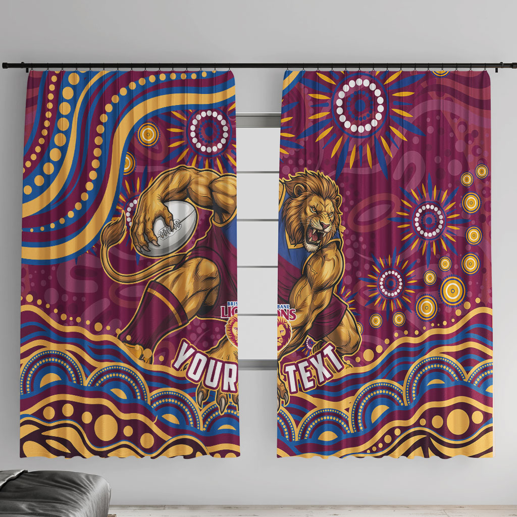 Personalized Brisbane Lions AFL Mascot Window Curtain Aboriginal Dot Art - Dreamtime Football Mascot