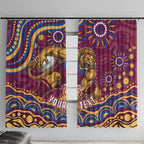 Personalized Brisbane Lions AFL Mascot Window Curtain Aboriginal Dot Art - Dreamtime Football Mascot
