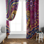 Personalized Brisbane Lions AFL Mascot Window Curtain Aboriginal Dot Art - Dreamtime Football Mascot
