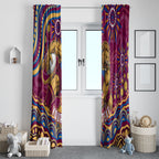 Personalized Brisbane Lions AFL Mascot Window Curtain Aboriginal Dot Art - Dreamtime Football Mascot