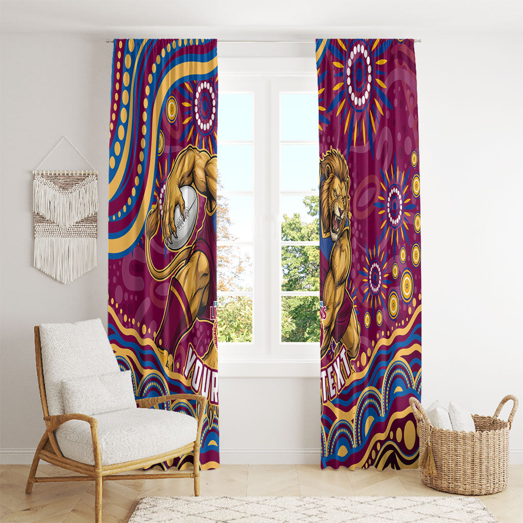 Personalized Brisbane Lions AFL Mascot Window Curtain Aboriginal Dot Art - Dreamtime Football Mascot