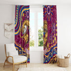 Personalized Brisbane Lions AFL Mascot Window Curtain Aboriginal Dot Art - Dreamtime Football Mascot