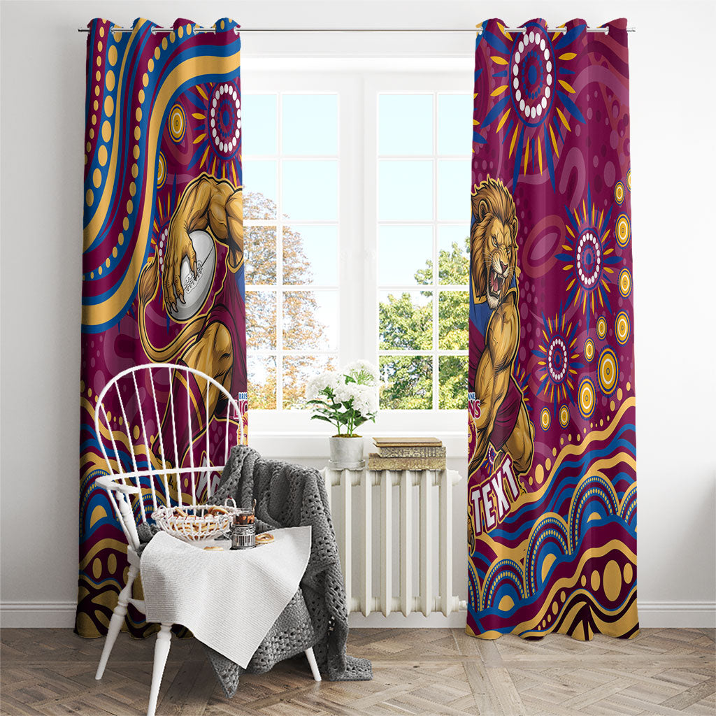 Personalized Brisbane Lions AFL Mascot Window Curtain Aboriginal Dot Art - Dreamtime Football Mascot