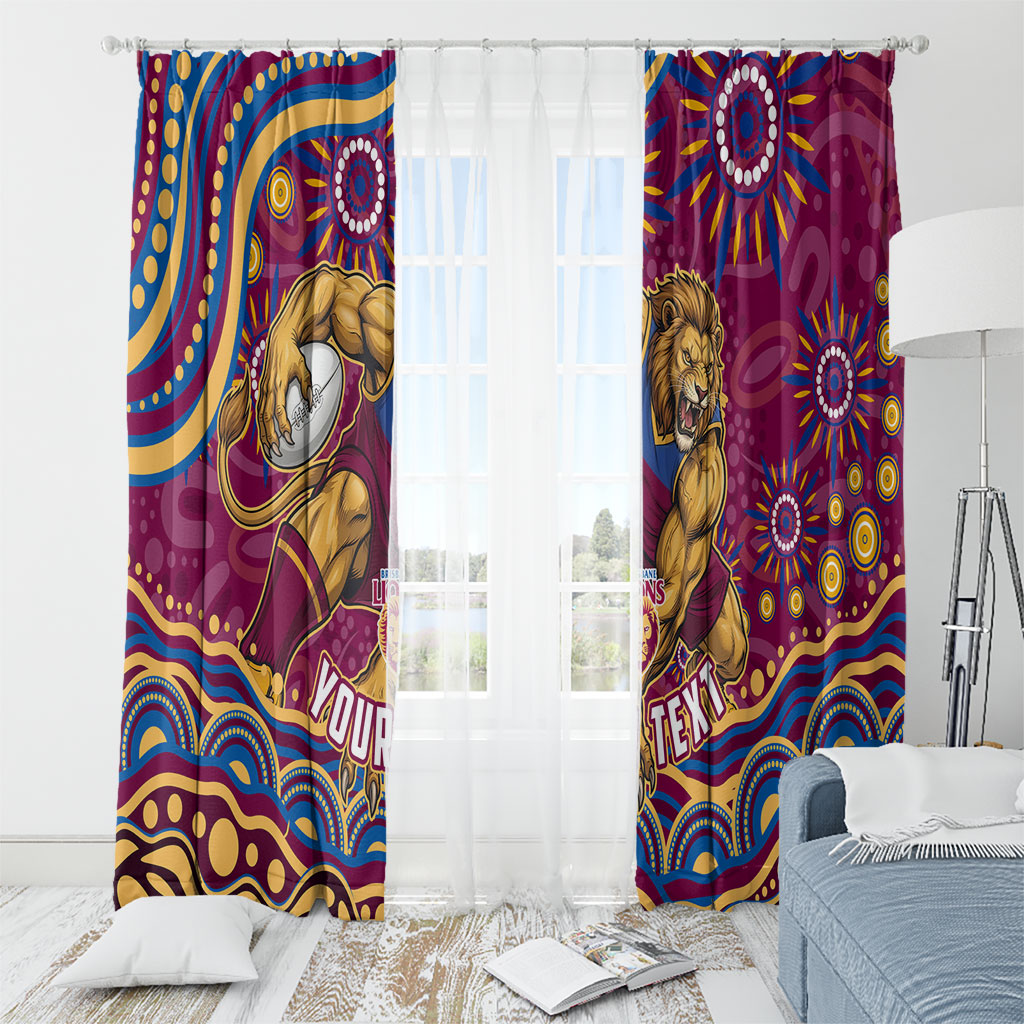 Personalized Brisbane Lions AFL Mascot Window Curtain Aboriginal Dot Art - Dreamtime Football Mascot