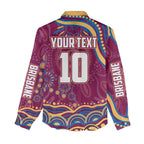 Personalized Brisbane Lions AFL Mascot Women Casual Shirt Aboriginal Dot Art - Dreamtime Football Mascot