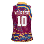 Personalized Brisbane Lions AFL Mascot Women Sleeveless Polo Shirt Aboriginal Dot Art - Dreamtime Football Mascot