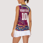 Personalized Brisbane Lions AFL Mascot Women Sleeveless Polo Shirt Aboriginal Dot Art - Dreamtime Football Mascot