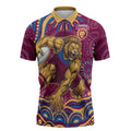 Personalized Brisbane Lions AFL Mascot Zipper Polo Shirt Aboriginal Dot Art - Dreamtime Football Mascot