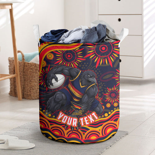 Personalized Adelaide Crows AFL Mascot Laundry Basket Aboriginal Dot Art - Dreamtime Football Mascot