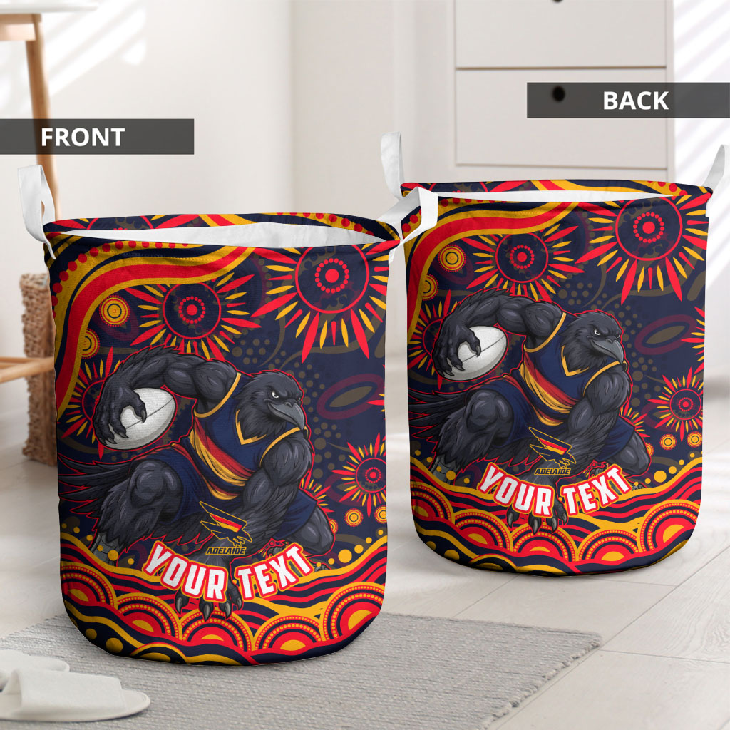 Personalized Adelaide Crows AFL Mascot Laundry Basket Aboriginal Dot Art - Dreamtime Football Mascot
