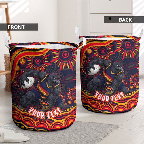 Personalized Adelaide Crows AFL Mascot Laundry Basket Aboriginal Dot Art - Dreamtime Football Mascot
