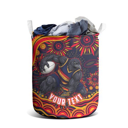 Personalized Adelaide Crows AFL Mascot Laundry Basket Aboriginal Dot Art - Dreamtime Football Mascot