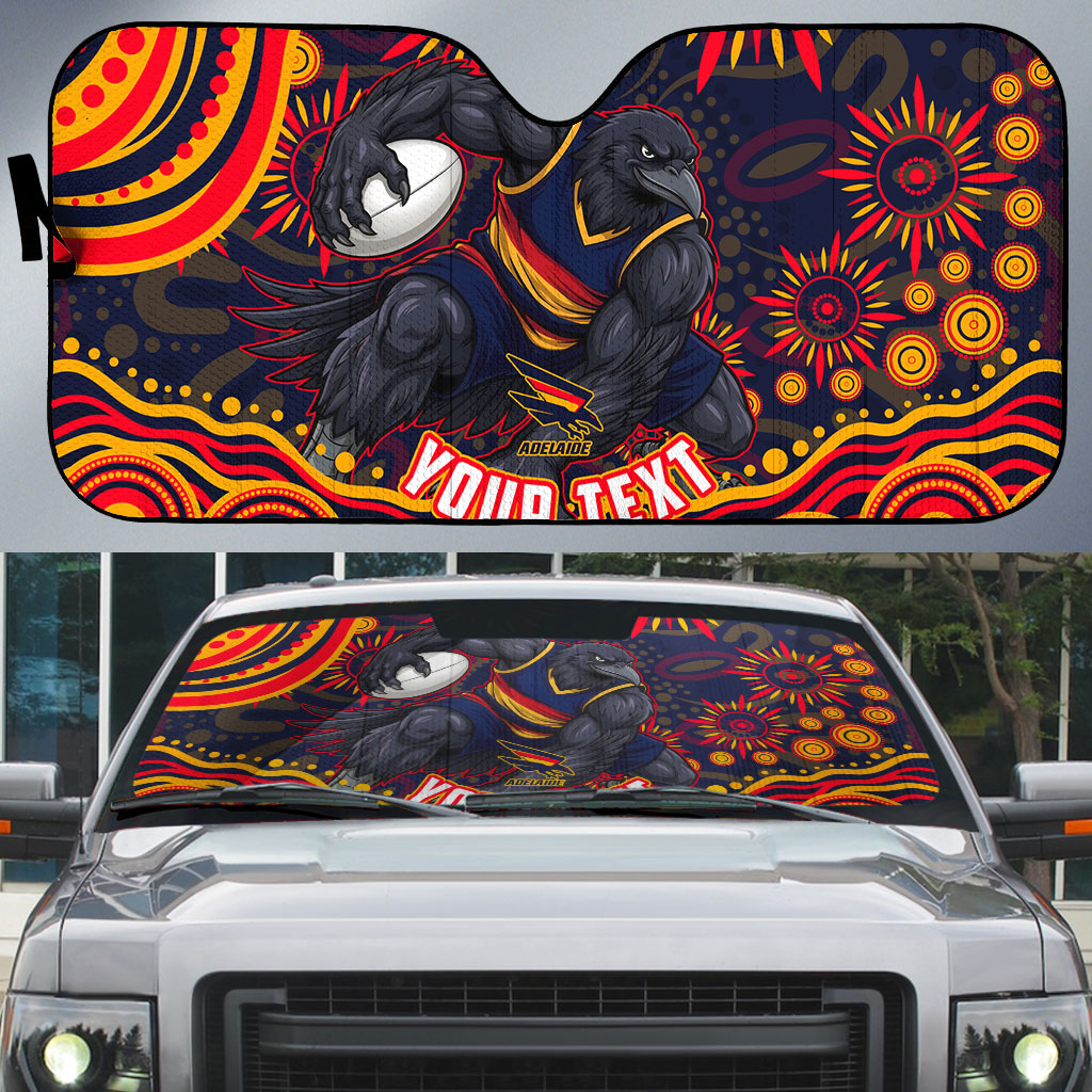Personalized Adelaide Crows AFL Mascot Auto Sun Shade Aboriginal Dot Art - Dreamtime Football Mascot