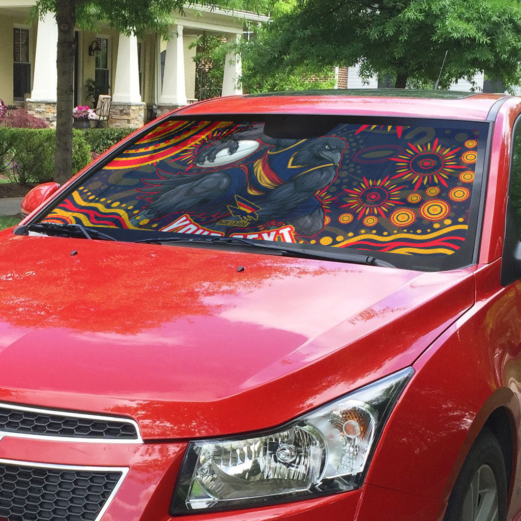 Personalized Adelaide Crows AFL Mascot Auto Sun Shade Aboriginal Dot Art - Dreamtime Football Mascot