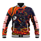 Personalized Adelaide Crows AFL Mascot Baseball Jacket Aboriginal Dot Art - Dreamtime Football Mascot