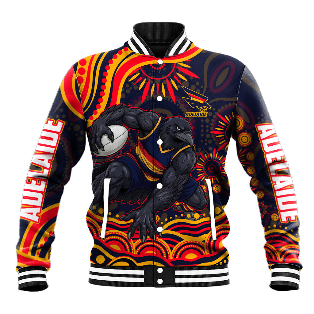 Personalized Adelaide Crows AFL Mascot Baseball Jacket Aboriginal Dot Art - Dreamtime Football Mascot