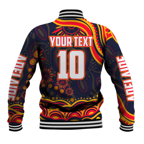 Personalized Adelaide Crows AFL Mascot Baseball Jacket Aboriginal Dot Art - Dreamtime Football Mascot
