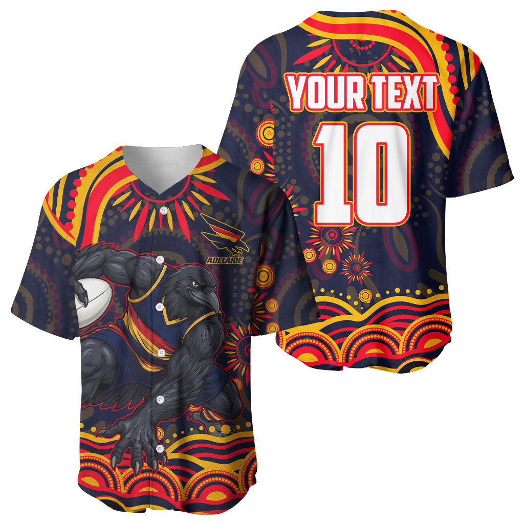 Personalized Adelaide Crows AFL Mascot Baseball Jersey Aboriginal Dot Art - Dreamtime Football Mascot