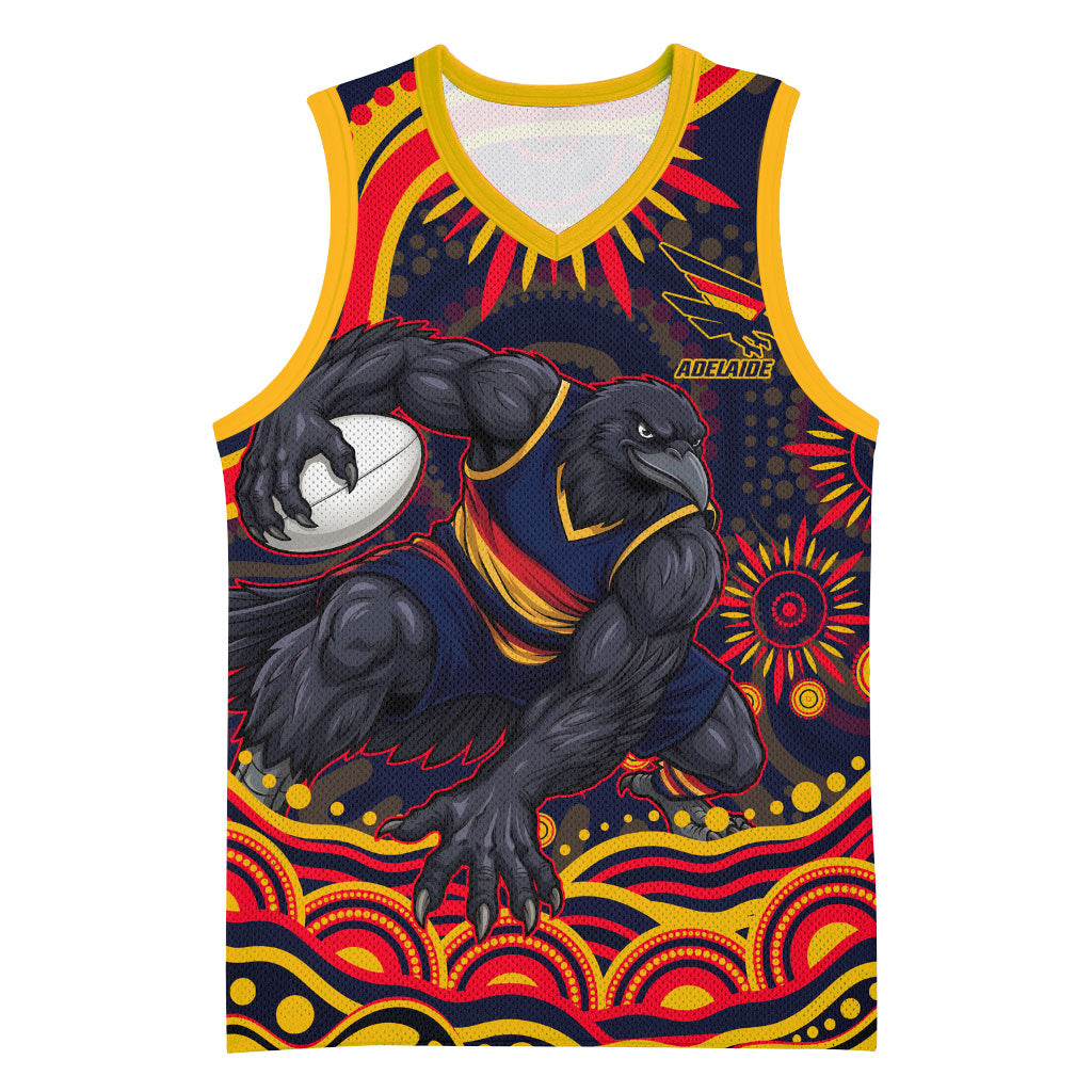 Personalized Adelaide Crows AFL Mascot Basketball Jersey Aboriginal Dot Art - Dreamtime Football Mascot