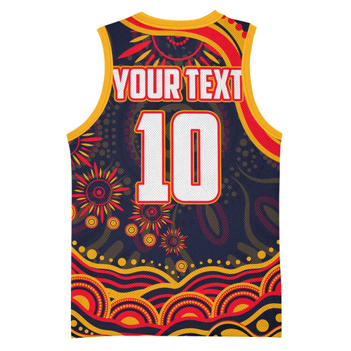 Personalized Adelaide Crows AFL Mascot Basketball Jersey Aboriginal Dot Art - Dreamtime Football Mascot