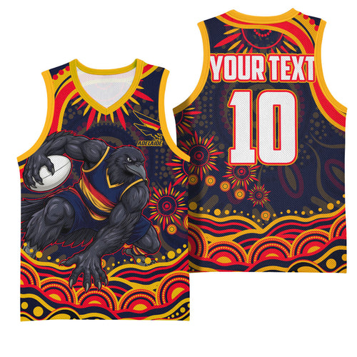 Personalized Adelaide Crows AFL Mascot Basketball Jersey Aboriginal Dot Art - Dreamtime Football Mascot