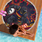 Personalized Adelaide Crows AFL Mascot Beach Blanket Aboriginal Dot Art - Dreamtime Football Mascot