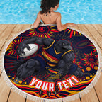 Personalized Adelaide Crows AFL Mascot Beach Blanket Aboriginal Dot Art - Dreamtime Football Mascot